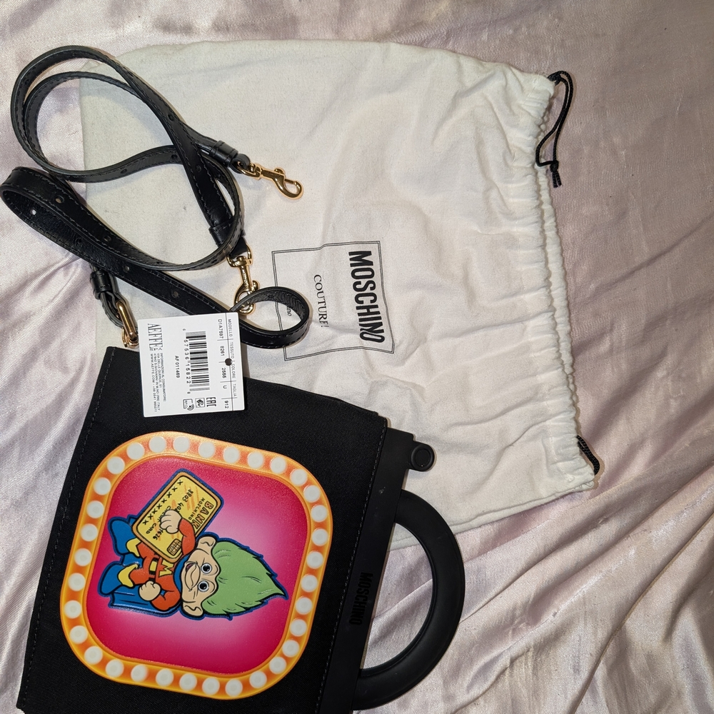 Moschino Couture Black Handbag with Cartoon Design